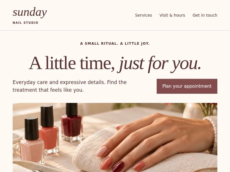 Sunday Nail Studio sample website